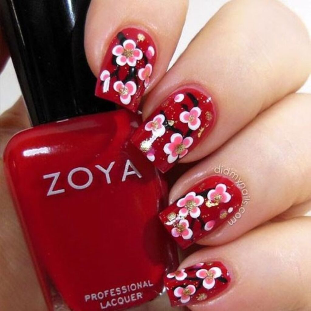 Attractive and stylish 2024 Lunar new year nail designs (123)