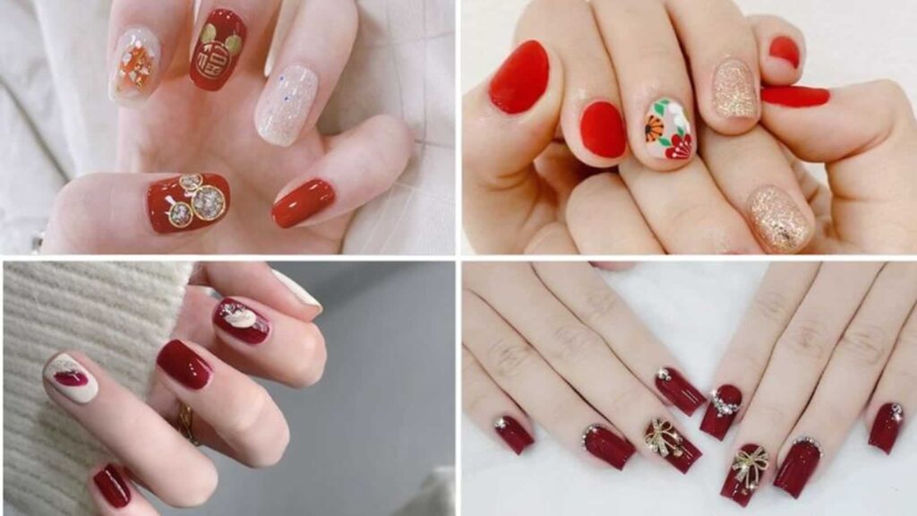 Luxurious red nail design