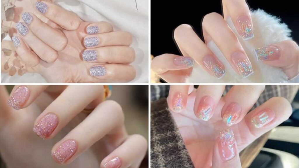 Sparkling simple glitter nail design